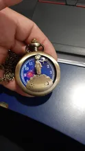 Reloj de bolsillo clásico del principito para niños y niñas, reloj de cuarzo Vintage de bronce azul