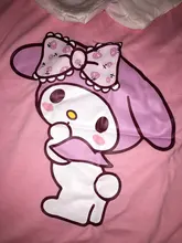 Camiseta japonesa de manga corta con estampado de dibujos animados para mujer, blusa rosa con cuello de muñeca, playera holgada suave para chica