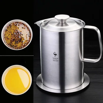 

Kitchen Stainless Steel Oil Filter Strainer Colander Reuse Fry Oil Can Pot Stainless Steel Oil Filter Pot 2020 New