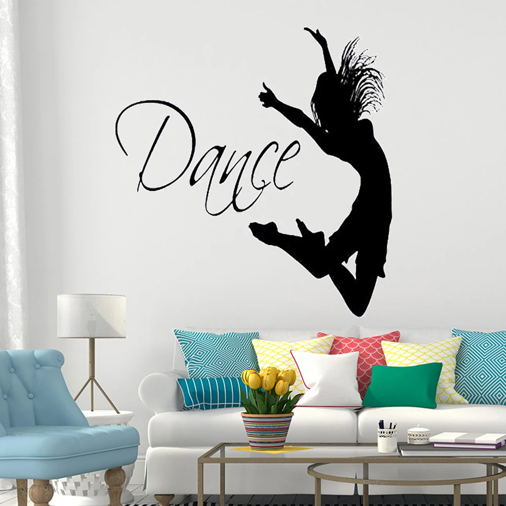 

Fun Wall Stickers Dance Girl Custom Name Decals For Kids Bedroom Girl Dancer Decoration Murals Removable Vinyl Poster FM-33