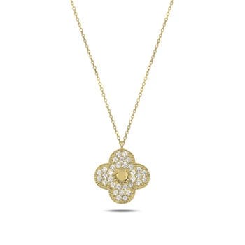 

Silver 925 Sterling Zircon Cubic Zirconia Clover Necklace