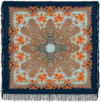 

Pavlovo Posad scarf with wool fringe 125x125 1545-14 "purple autumn", View 14