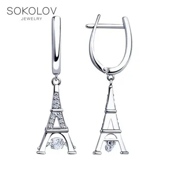 

SOKOLOV Silver drop earrings with stones with Swarovski Crystals fashion jewelry silver 925 women's/men's, male/female, long earrings, women's male