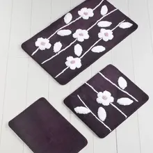 Коврик для ванной | коврик для ванной нескользящие Противоскользящие коврики Talia Plum Line Набор 3 60X100 Cm-50X60 Cm-40X60 см