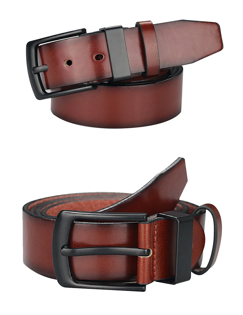 Maikun Men's Vintage Casual Belt Black Pin Buckle Student Versatile PU Leather Wide Belt genuine leather belt
