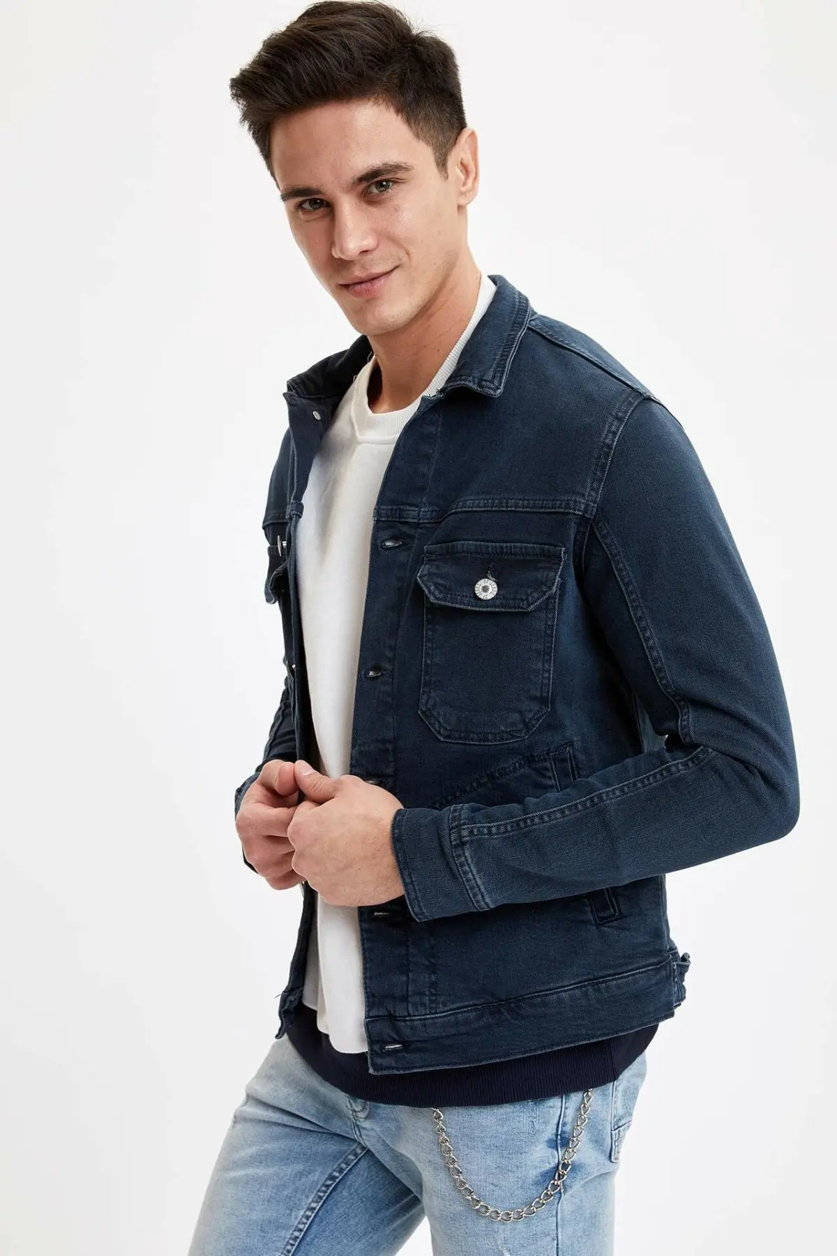 dark blue denim jacket mens