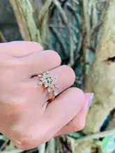 Todorova White CZ Crystal Snowflake Finger Ring Adjustable Opening Rings for Women Wedding
