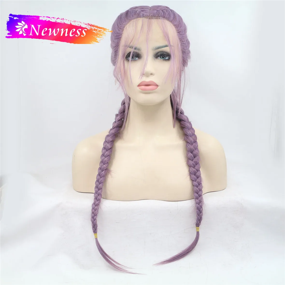 Два оплетка 13x4 Синтетические волосы на кружеве парики для Для женщин Фиолетовый Белый Черный светильник серый длинный синтетический парик с натуральных волос