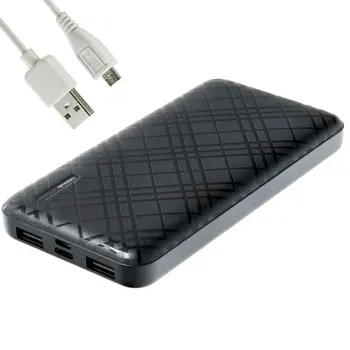 

Universal Power Bank 10.000 mAh external battery (2 x usb / 2.1A) black stripes