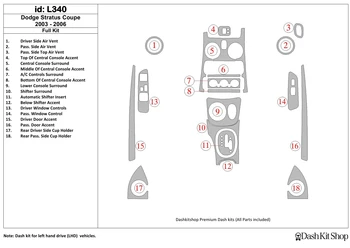 

Interior trim for Dodge Stratus Coupe 2003-UP. Set L340.