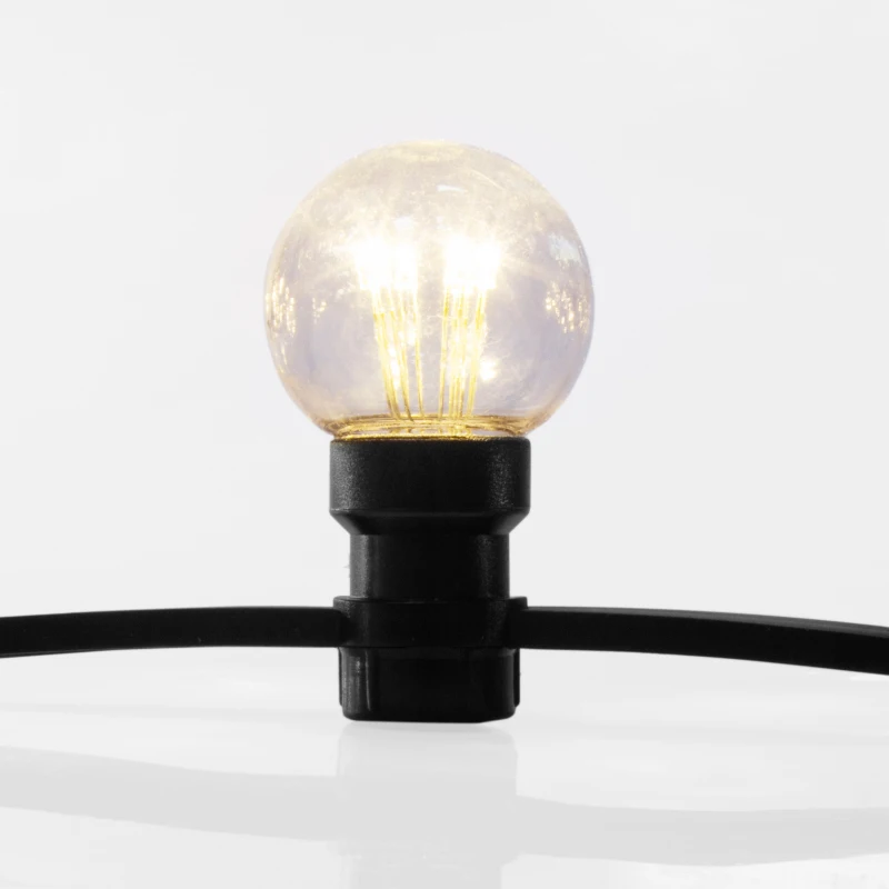 Гирлянда LED Galaxy Bulb String 10м, черный или белый КАУЧУК, 30 ламп*6 LED ТЕПЛЫЙ БЕЛЫЙ, влагостойкая IP65