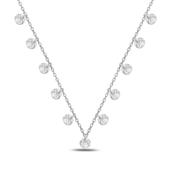 

KUTAYDAN Dangle Round Zircon Pendant 925 Sterling Silver