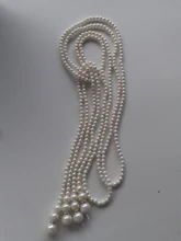 125cm doble nudo perlas simuladas collar con borlas largo Largo anudado collar borla Mujer suéter de moda de la joyería de Boho