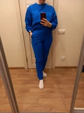 Outfits Women Tracksuit Sweatpants-Set Tops Two-Piece-Set Blue Cotton And Solid MEIYANGYOUNG