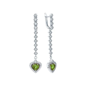 

Silver earrings with cubic zirconia and sultanites synthetic sunlight sample 925