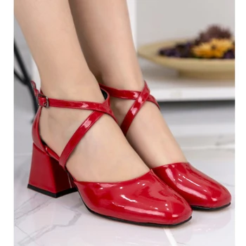 

Persis Red Patent Leather Heels Shoes