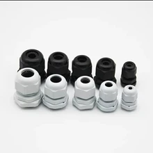 Cable impermeable glándula, conector de entrada IP68, PG7, 3-6,5 mm, PG9, PG11, PG13.5, PG16, PG19/21, blanco y negro, de plástico y nailon, 10 uds.