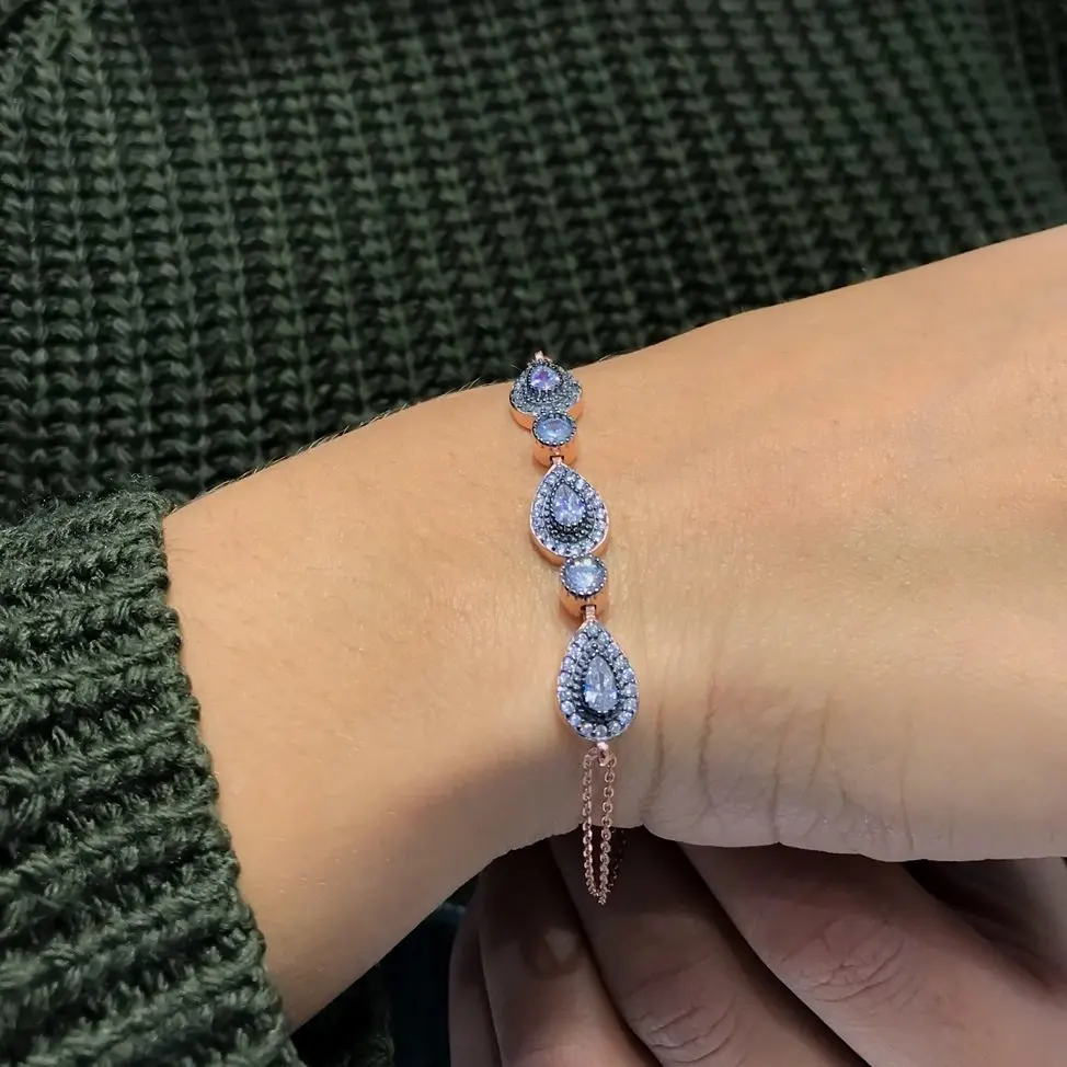 Drop Diamond Montür Silver Simple Elegant Bracelet