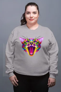 

Angemiel Wear Colorful Cat Gray Female Sweatshirt