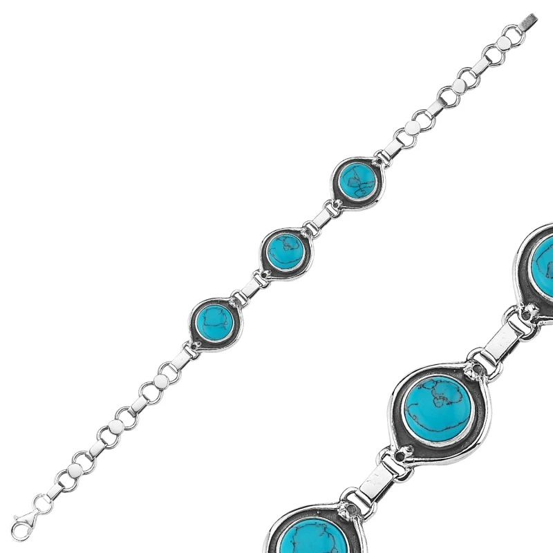 

Silver 925 Sterling Turquoise Stone Handwork Bracelet