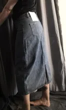 Luck A-Falda vaquera larga Retro Para niña y mujer, falda larga de cintura alta con botones y bolsillos, Vaqueros rectos de talla grande