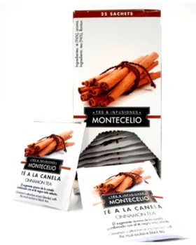 

MONTECELIO Black Tea Cinnamon In Sachets. Flavored Black tea With Cinnamon. Box With 25 Sachets