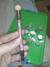 Cabezal de esponja Dual, sello de silicona gradiente, cepillo de pluma para uñas, mango de polvo brillante para esmalte de Gel de uñas, estampado floreado, SA944, 1 Uds.