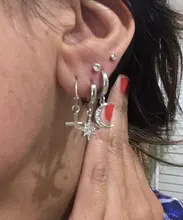 Pendientes de aro de Luna y estrella para mujer y hombre, de Plata de Ley 925, joyería para la oreja, regalos de fiesta al por mayor