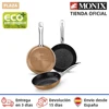 Monix Copper - Juego 3 sartenes antiadherentes de aluminio acabado cobre. Set para cocina de gas vitroceramica inducción ► Foto 2/6