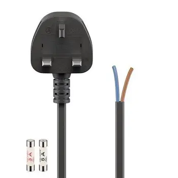 

Cable de alimentacion electrico UK a bornes 2x0.75mm 1.5 M Negro