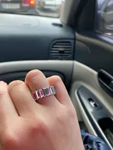 Anillos blancos de cristal de arcoíris bohemios para mujer, Baguette brillante de moda, Circonia cúbica, anillo de piedra, joyería para fiesta y boda