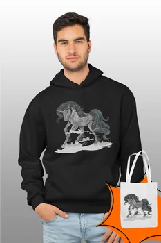 

Angemiel Wear Dark Color Unicorn Black Male Hooded Sweatshirt Bags Kombin