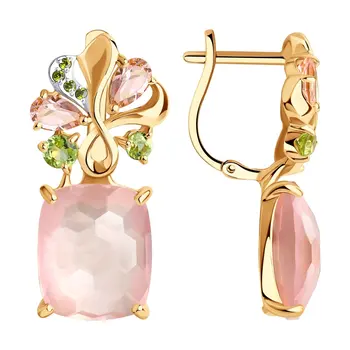 

Sokolov drop earrings with stones in gold with a mix of stones, fashion jewelry, 585, women's male, long earrings