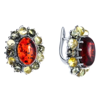 

Earrings from silver with Amber mix