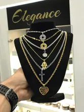 DOTIFI-collar de acero inoxidable para mujer, Color dorado y plateado, joyería hecha a mano con brújula redonda pequeña