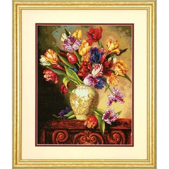 

Set for embroidery stitch dimensions parrot tulips (попугайные tulips) 30x38 cm (35305)