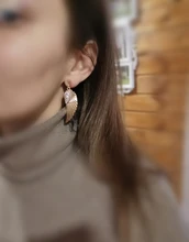JIOFREE-pendientes con alas de Ángel y diamantes de imitación para mujer, aretes llamativos, sin perforaciones
