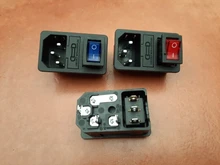 Enchufe de toma de corriente con interruptor basculante, 1 Uds., 10A, 250VAC, 3 pines, iec320, C14