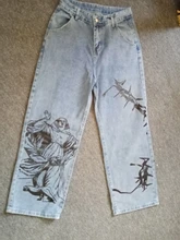 SHENGPALAE-pantalones vaqueros de pierna ancha para mujer, Jeans holgados informales con estampado de Hip-hop para verano, 2021