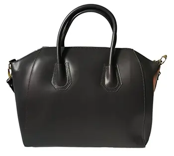 

Quality leather woman bag, zipper closure, hand and shoulder strap handles, 33x28x19 cm. Made in Italy. Gray Color