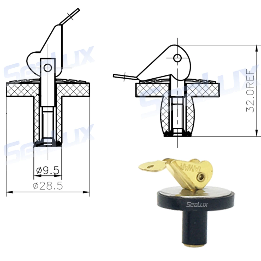 Sealux Baitwell-Stecker, Messing, Schraubtyp, Kompressionsstopfen, Ablaufstopfen, Boot, Marine, Kühler, Rümpfe, erweiterbarer Gummi für Yacht – Detail 2