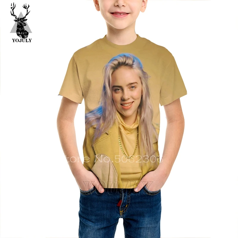 Billie eilish/Детская рубашка шелковая детская одежда футболка детская одежда с объемным рисунком nunu/Детские футболки bobo modis/Одежда для мальчиков и девочек C07