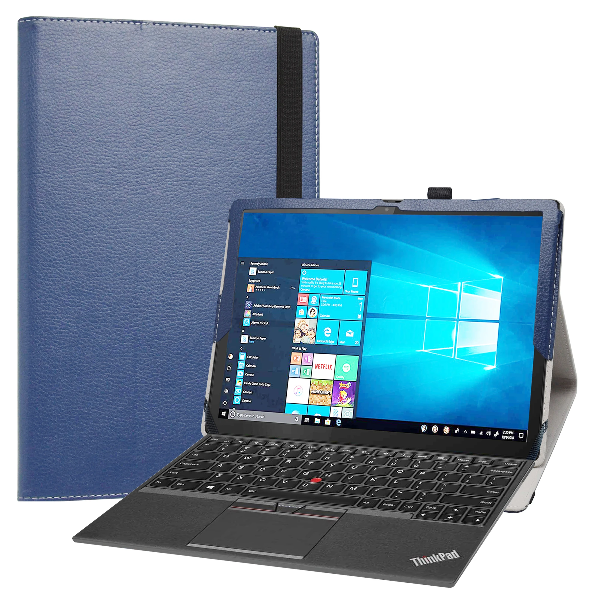 Estojo para 12.3 Lenovo Thinkpad X12 Destacável Tablet pc Dobrável Suporte de Couro do Plutônio Capa com Fecho Elástico