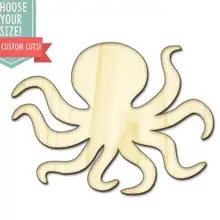 1 Осьминог контур вырезанный по дереву-на заказ Выберите свой размер-лазерная резка Деревянные Художественные товары для рукоделия Настенный декор свадебный DCS0458