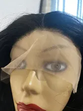 Yomagic-pelucas con onda de encaje frontal para mujer, cabello sintético de Color negro, sin pegamento, con línea de pelo Natural