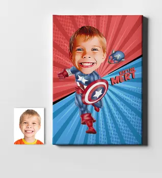 

Personalized Captain America Cartoon Canvas Print (50x70 cm.) 1