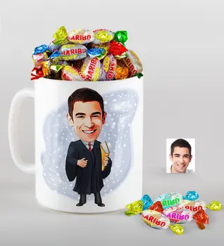 

Personalized Mr Attorney Caricature Of mug And Haribo Fruitbons Candy Gift Seti-1
