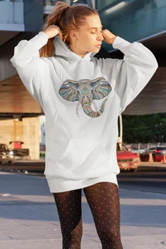 

Angemiel Wear Colorful Elephant White Dress Sweatshirt Tunik