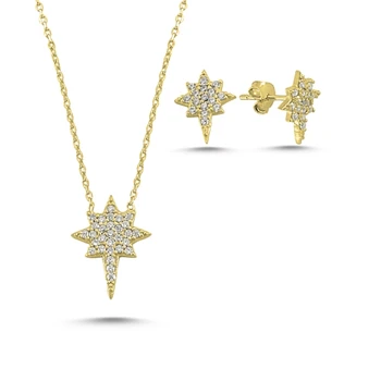 

Kutaydan Zircon Cubic Zirconia North Star 925 Sterling Silver Set Made in Turkey