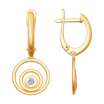 

Sokolov gold drop earrings with stones with diamonds, fashion jewelry, 585, women's male, long earrings